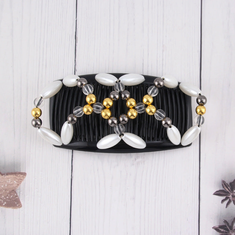 Wholesale Plastic Beaded Double Row Hair Comb